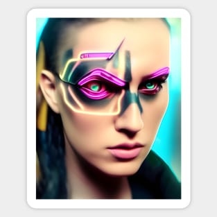 Enhanced Cyberpunk Woman Sticker